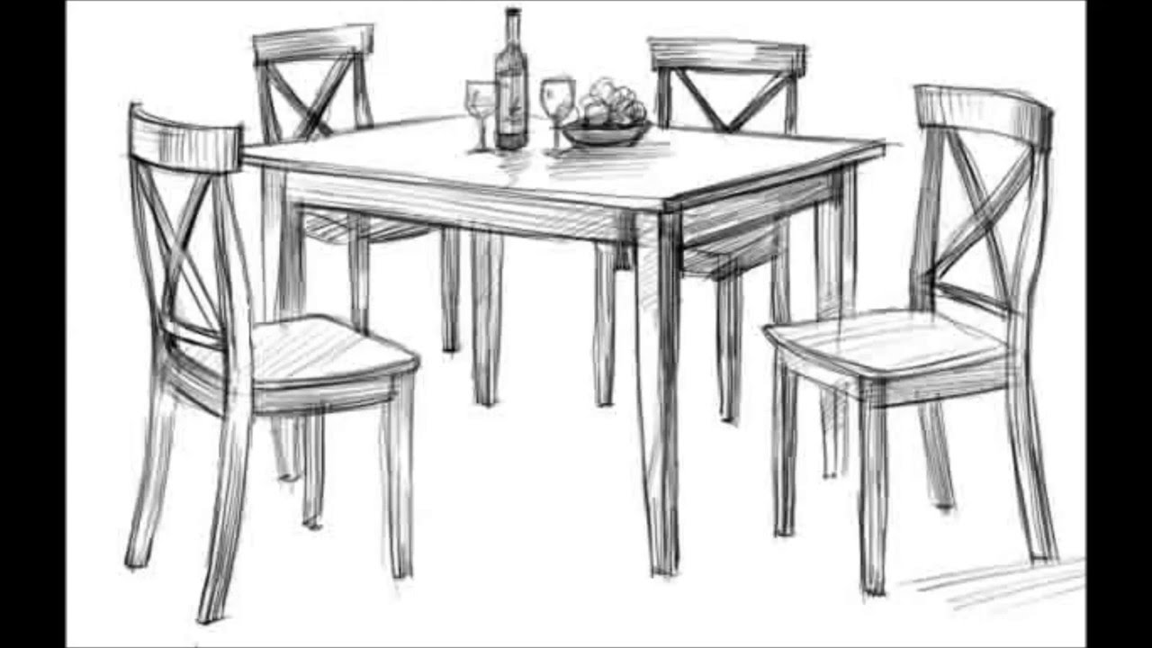 Cartoon Sketch Drawing Of A Table with simple drawing