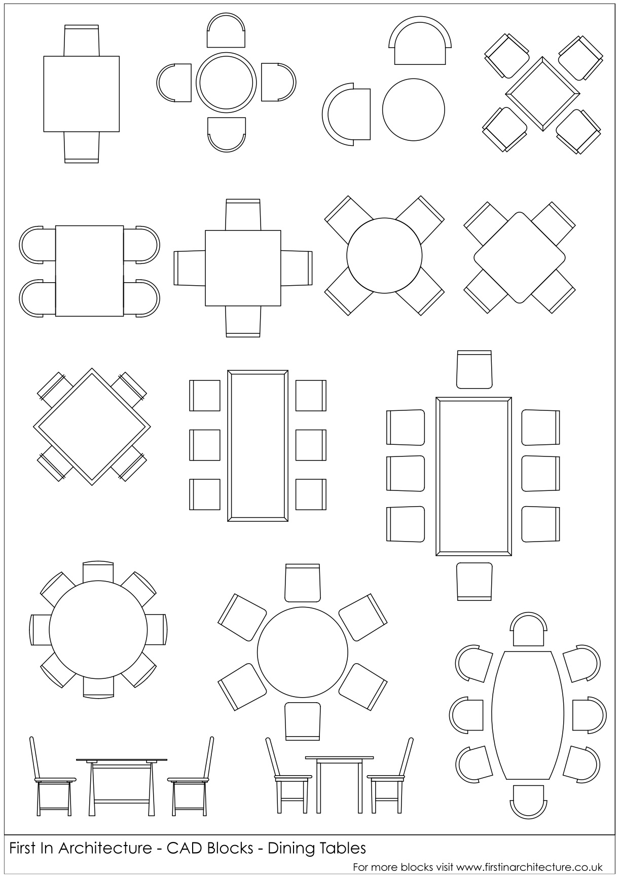 1223x1737 Free Cad Blocks - Drawing Dining Table