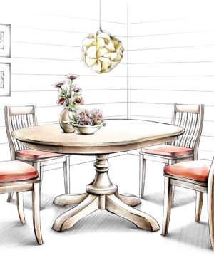 300x372 Modern Rustic Home Interior Drawing Idea Features Wonderful - Drawing Dining Table