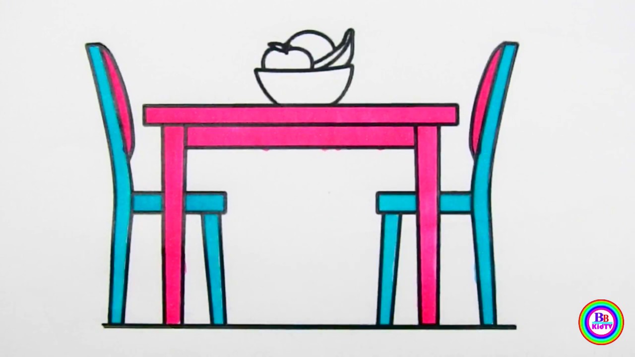 1280x720 bbkidtv how to draw dining table sets dining table coloring - Drawing Dining Table