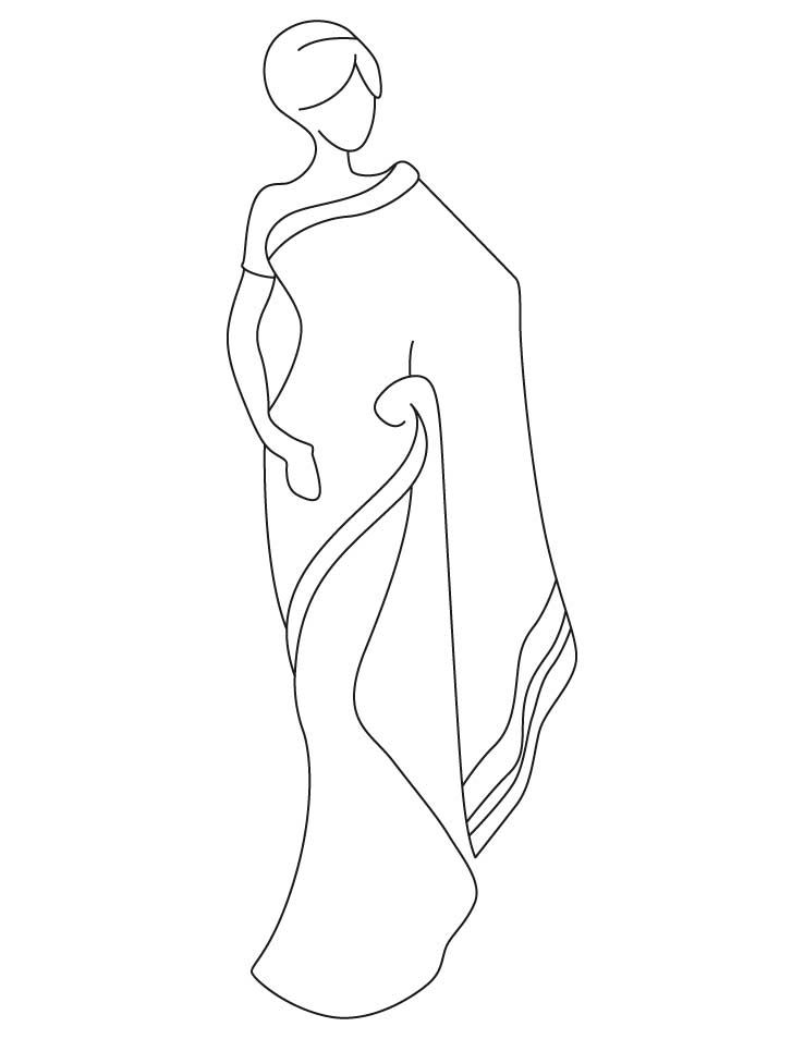 738x954 Saree Coloring Pages Download Free Saree Coloring Pages For Kids - Drawing Download