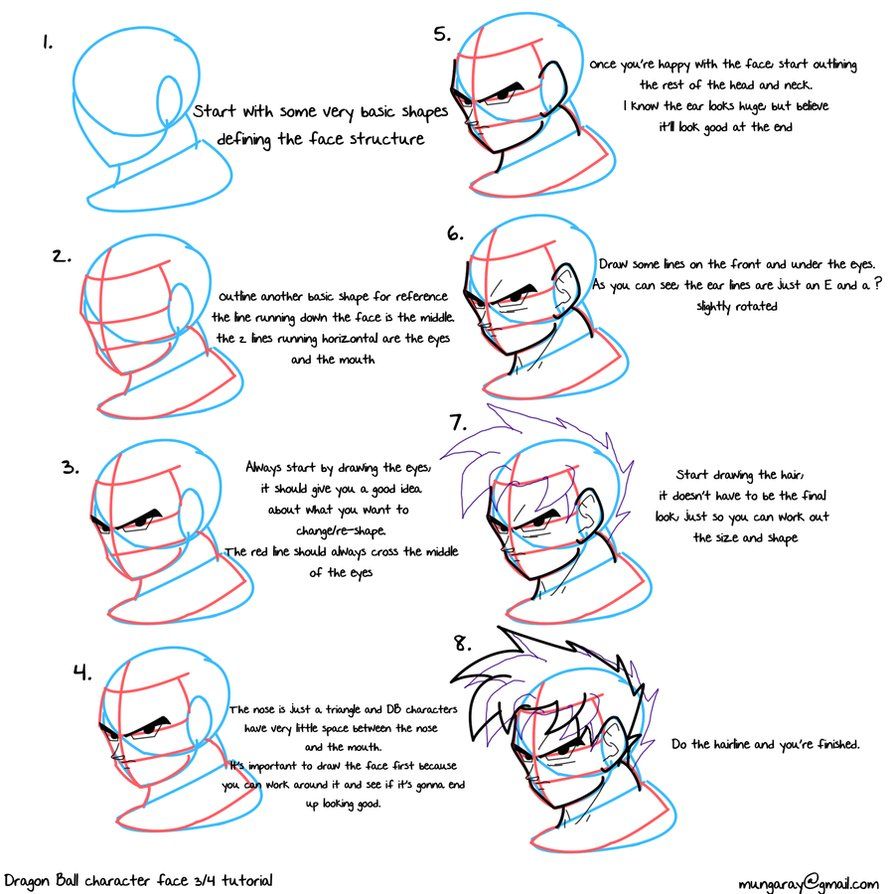 894x894 A Quick Tutorial On How To Draw The Dragon Ball Characters Head - Drawing Dragon Ball Z Characters