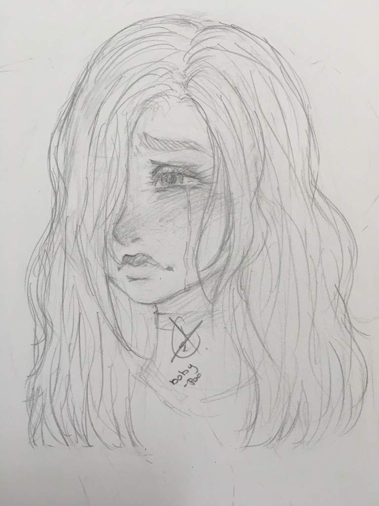 768x1024 A Girl Crying - Drawing Drawing Girl