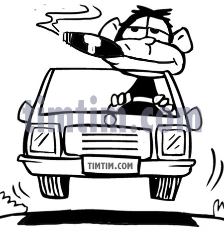 450x464 Free Drawing Of A Monkey Driver Cigar Bw From The Category Cars - Drawing Driver