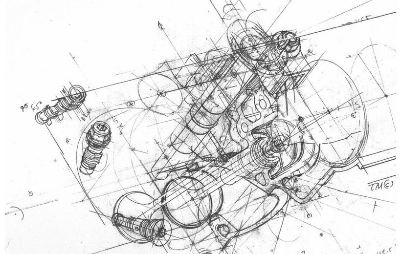 820x520 ferrari engine drawing drawings drawing artist, engine working - Drawing Engine