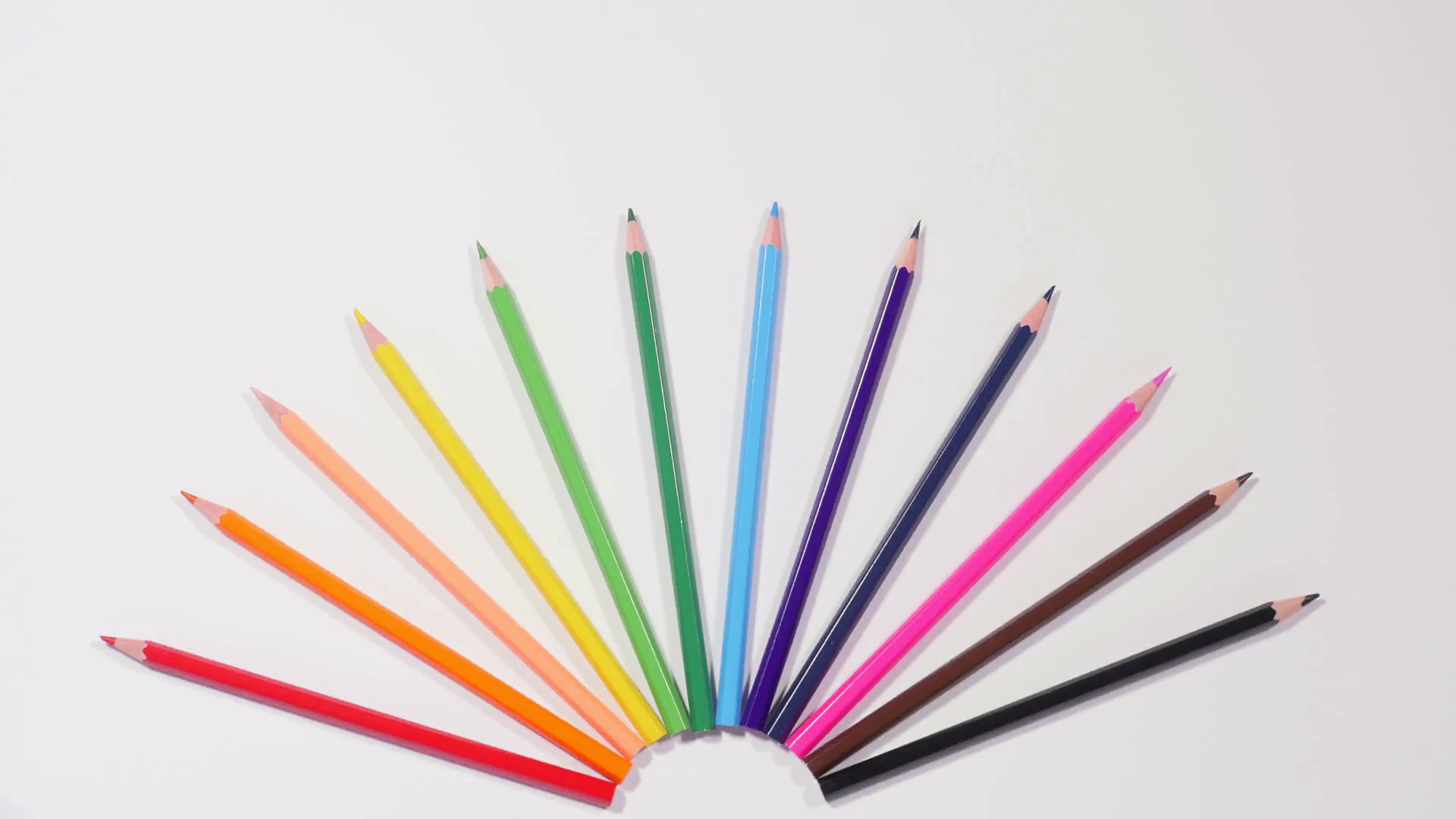 1920x1080 Multi Colored Pencils In Circle Swing Around On White Background - Drawing Equipment
