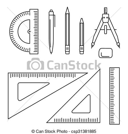 450x470 vector drawing instrument vector line icons of drawing instrument - Drawing Equipment