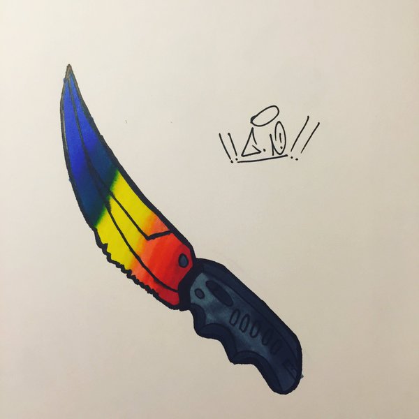 600x600 Nastyroachdrawings On Twitter Csgo Flip Knife Marble Fade - Drawing Fade