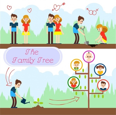 372x368 Family Tree Drawing Free Vector Download - Drawing Family Tree Free