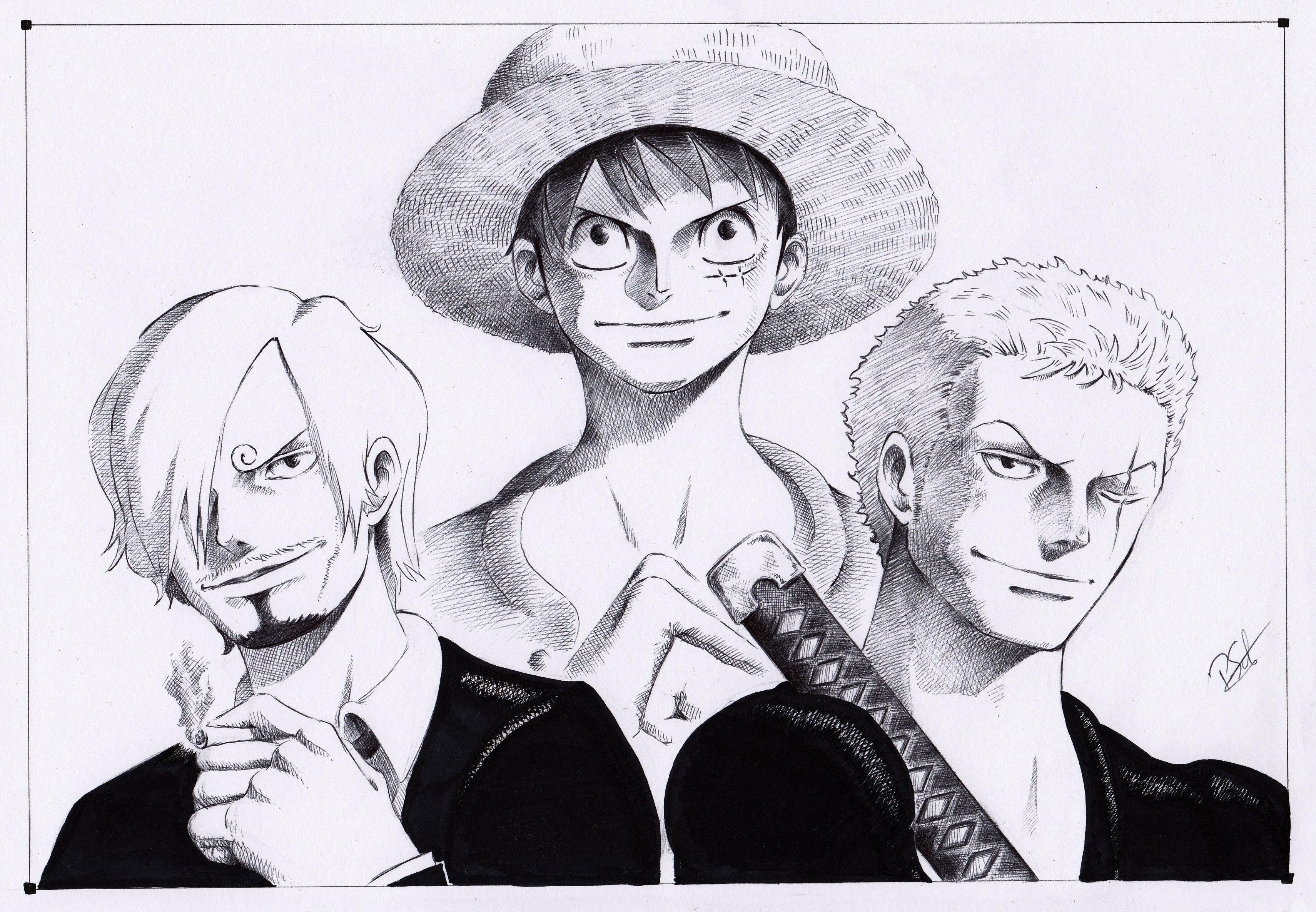 3420x2370 Fanart My Monster Trio Drawing One Piece Is Life Onepiece - Drawing Fanart