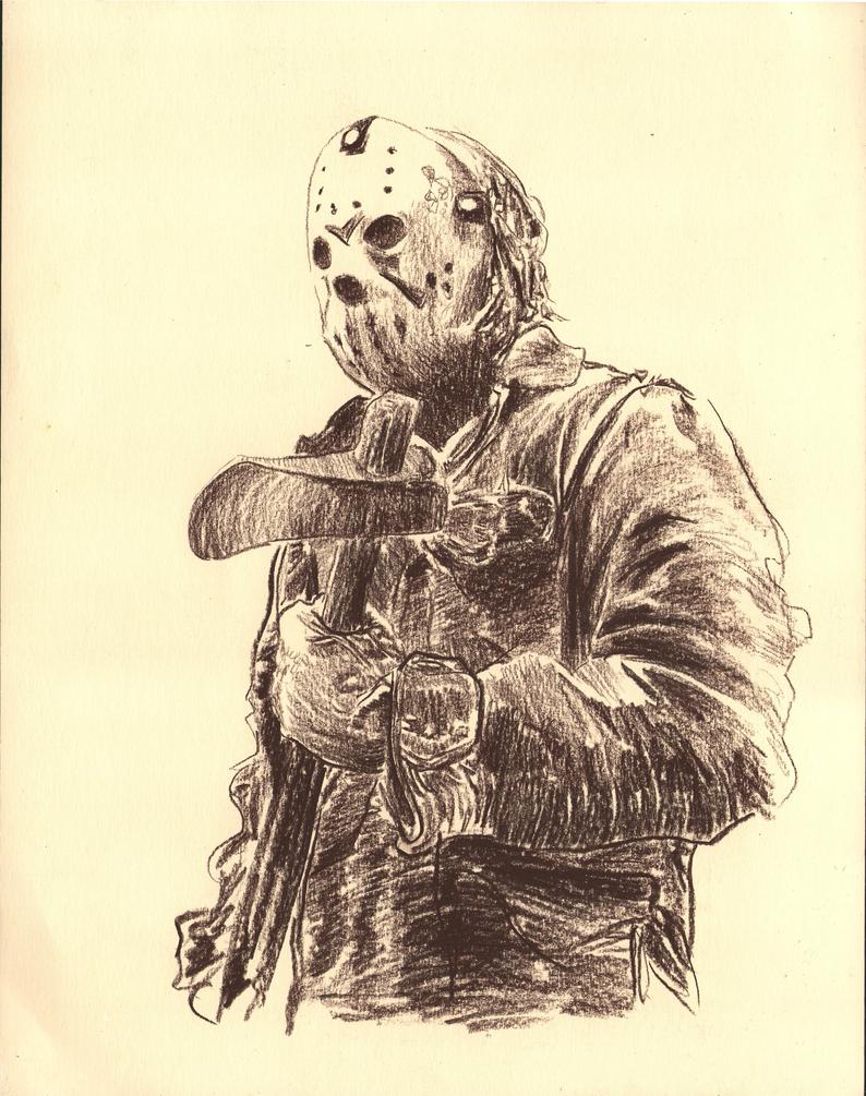 794x1005 Friday The Jason Voorhees Fanart Geek Drawing Etsy - Drawing Fanart