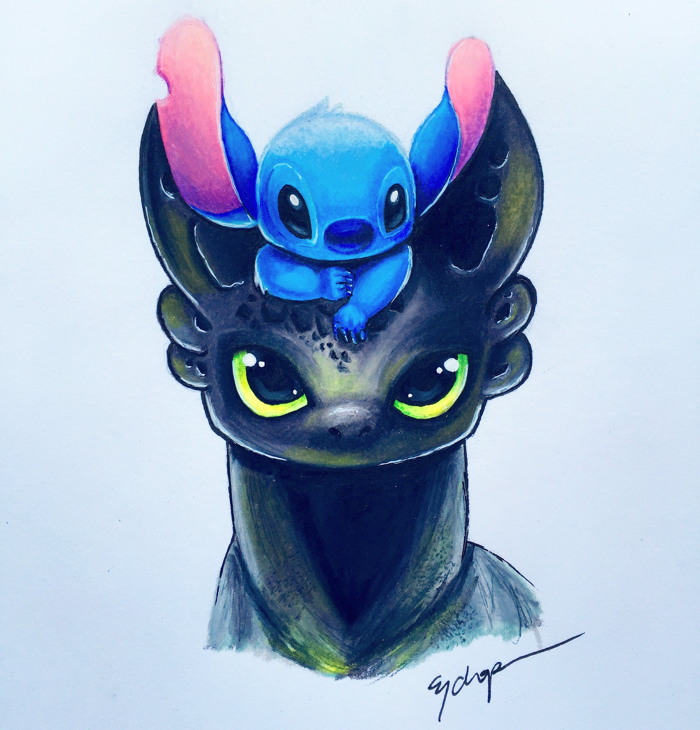 2446x2549 Toothless And Stitch Fan Art Drawing - Drawing Fanart