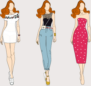 360x337 Fashion Figure Drawing Free Vector Download - Drawing Fashion Clothes