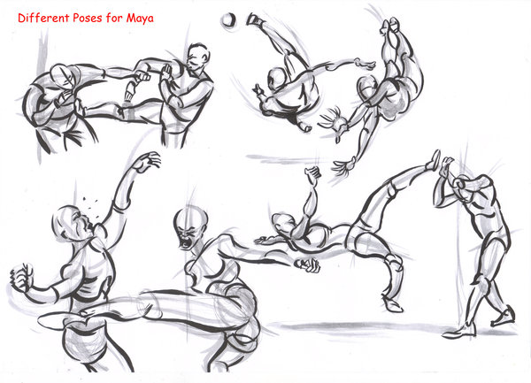600x433 Fighting Pose Drawing, Pencil, Sketch, Colorful, Realistic Art - Drawing Fight