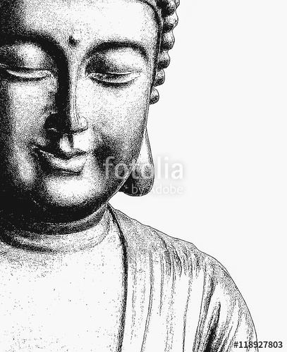 407x500 Portrait Black Buddha On White Background Filter Pencil Drawing - Drawing Filter