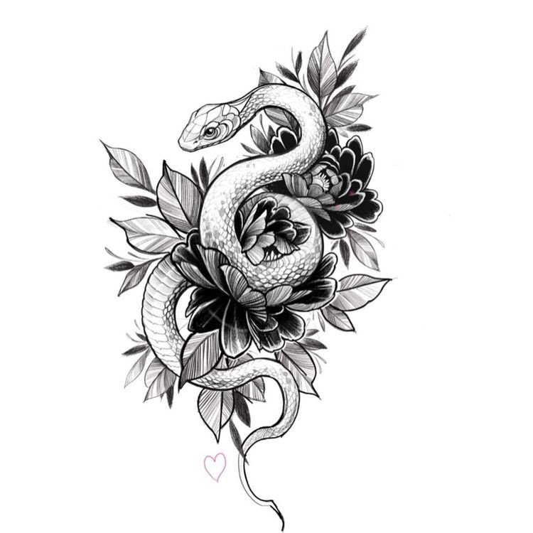 750x750 Snake Flower Tattoo Shared - Drawing Flowers Tattoo