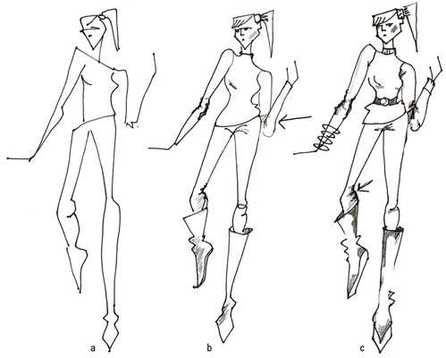 499x400 follow folds to show how clothes move in fashion drawing - Drawing Folds