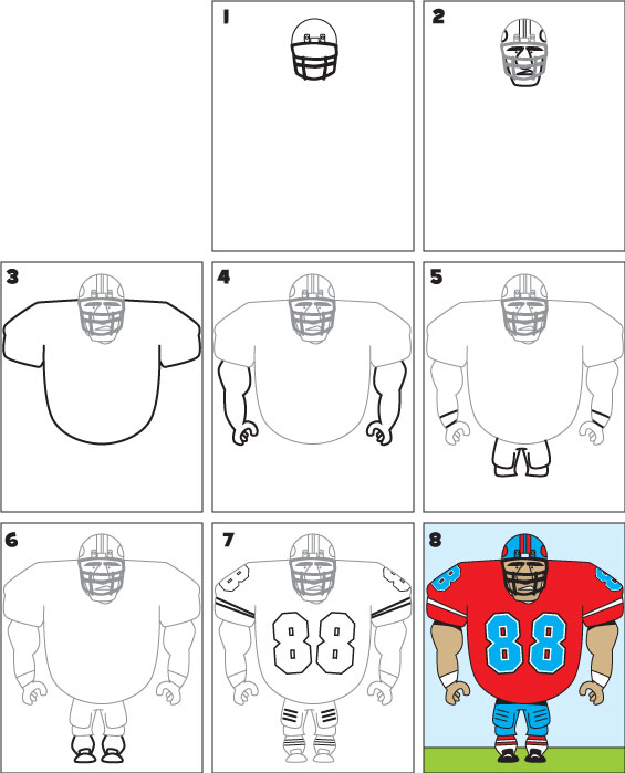 565x699 how to draw a football player kid scoop - Drawing Football Players