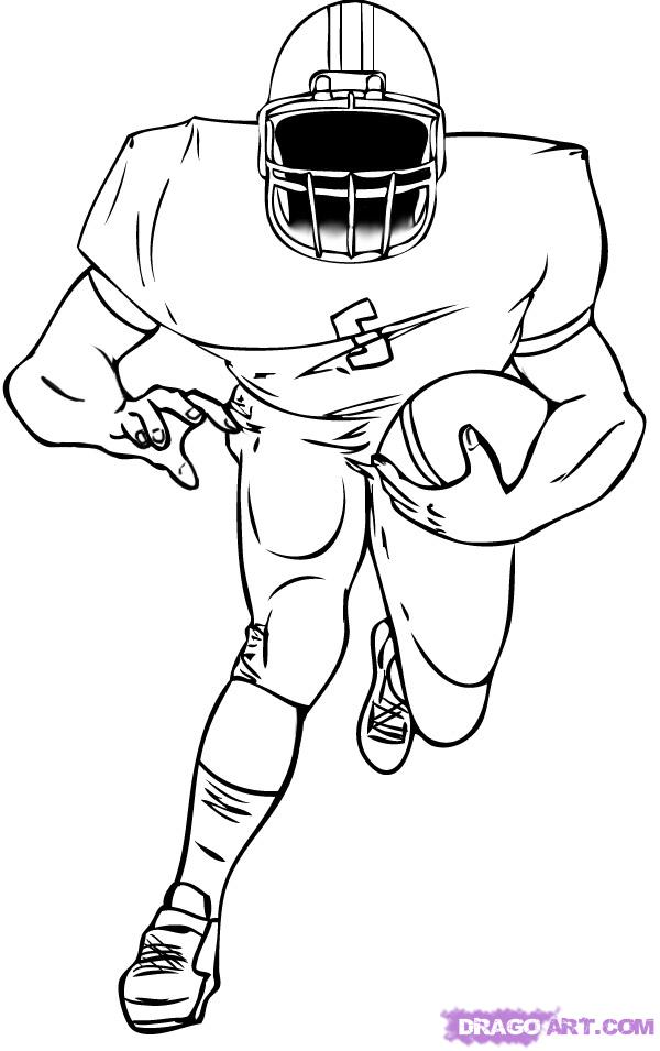 600x955 How To Draw A Football Player, Step - Drawing Football Players