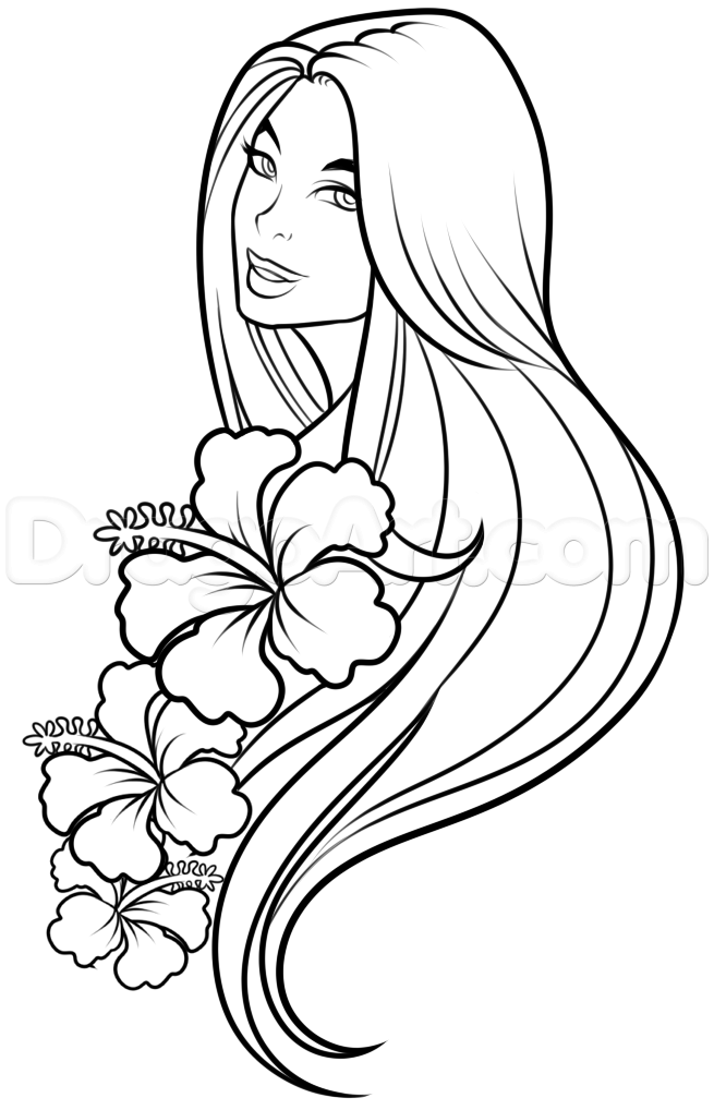 655x1018 How To Draw A Flower Girl, Step - Drawing For A Girl