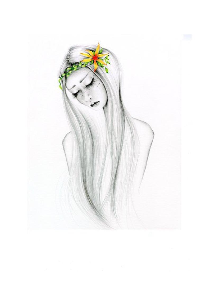 794x1163 bohemian art print of my original drawing bohemian girl boho etsy - Drawing For A Girl