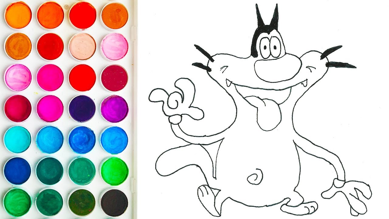 1280x720 drawings with cat from oggy and the cockroaches for babies - Drawing For Babies