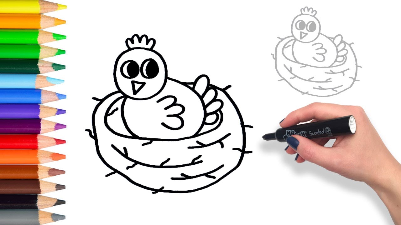 1280x720 How To Draw Baby Bird In Nest Teach Drawing For Kids Toddlers - Drawing For Babies