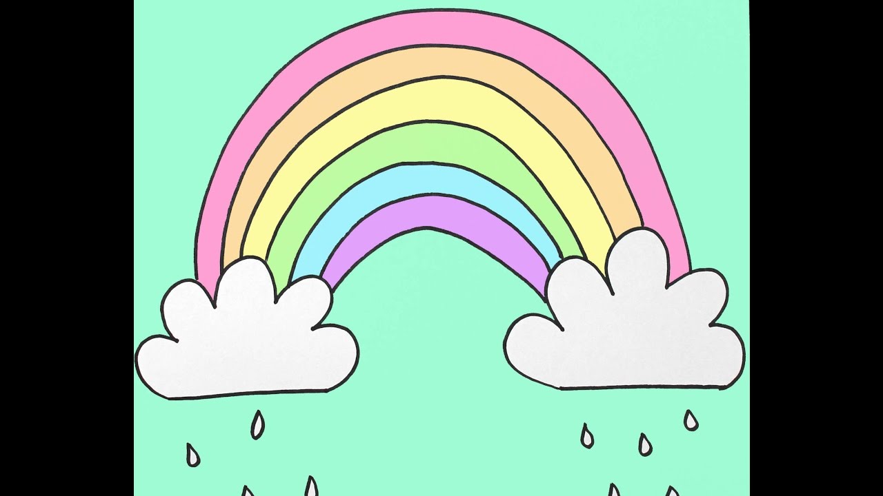 1280x720 How To Draw A Rainbow And Clouds Beginners Drawing Tutorial - Drawing For Beginners Kids