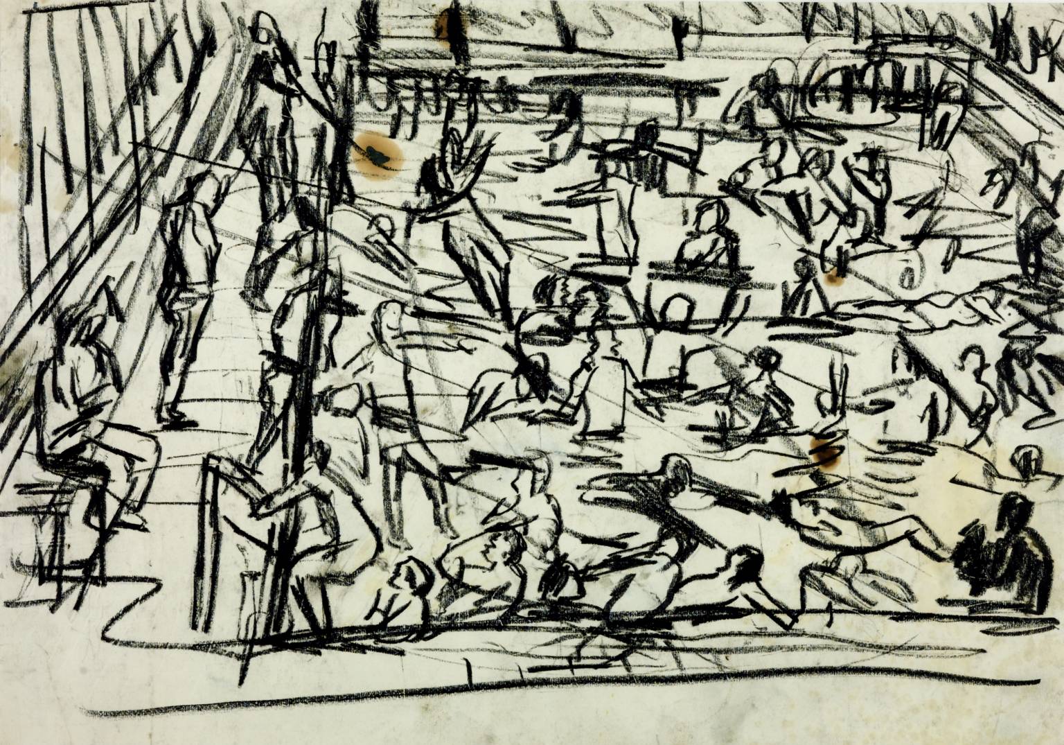 1536x1075 drawing for 'children's swimming pool'', leon kossoff, tate - Drawing For Children