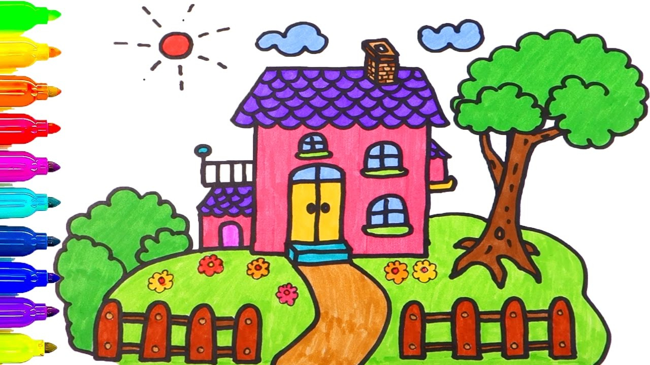 1280x720 House Drawing For Kids And How To Draw House Coloring Pages - Drawing For Children