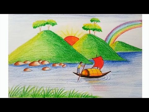 480x360 How To Draw Scenery Of Island With Water Colour Step - Drawing For Children