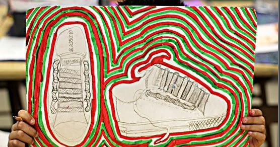 556x292 last month, my students did a still life project of their shoes - Drawing For Elementary Students