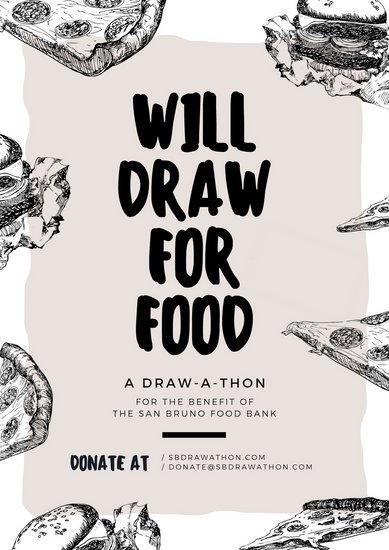 389x550 Sketch Food Drawing Event Poster - Drawing For Food