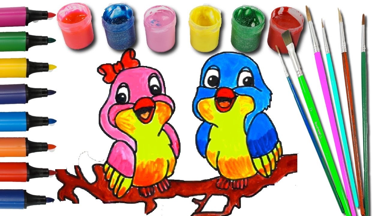 1280x720 How To Draw A Cute Little Birds, Art For Kids, Learning Colors - Drawing For Kids Birds