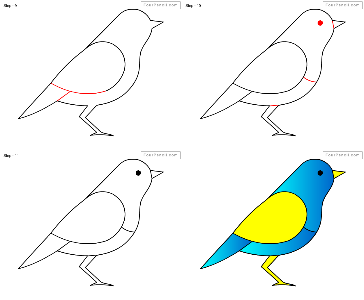 1250x1032 How To Draw Bird For Kids Step - Drawing For Kids Birds