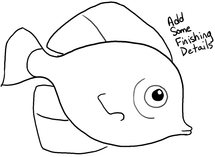 700x512 How To Draw A Cute Fish Cartoon With Simple Steps For Kids - Drawing For Kids Fish