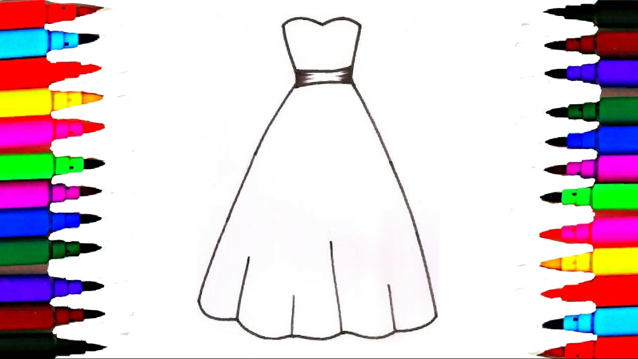 1280x720 How To Draw Beautiful Girls Dresses Drawing To Color For Kids L - Drawing For Kids Girls
