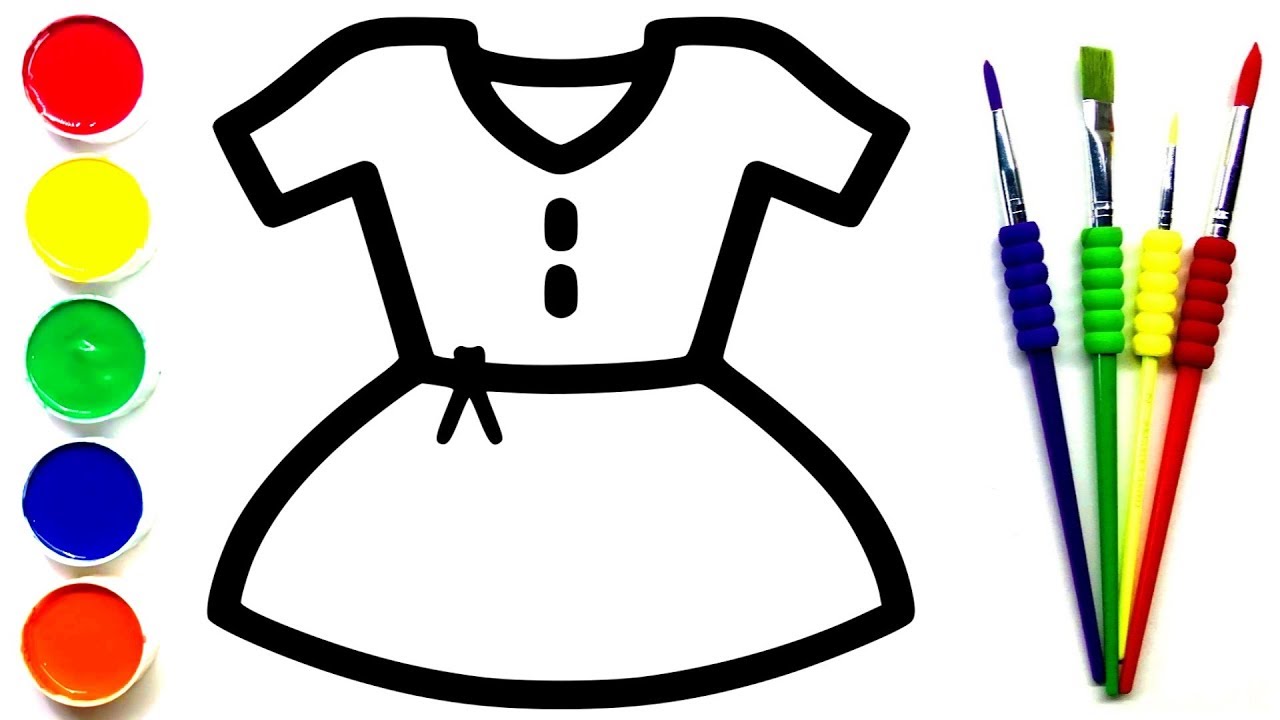1280x720 glitter dress coloring and drawing for kids toddlers learning - Drawing For Kids Images