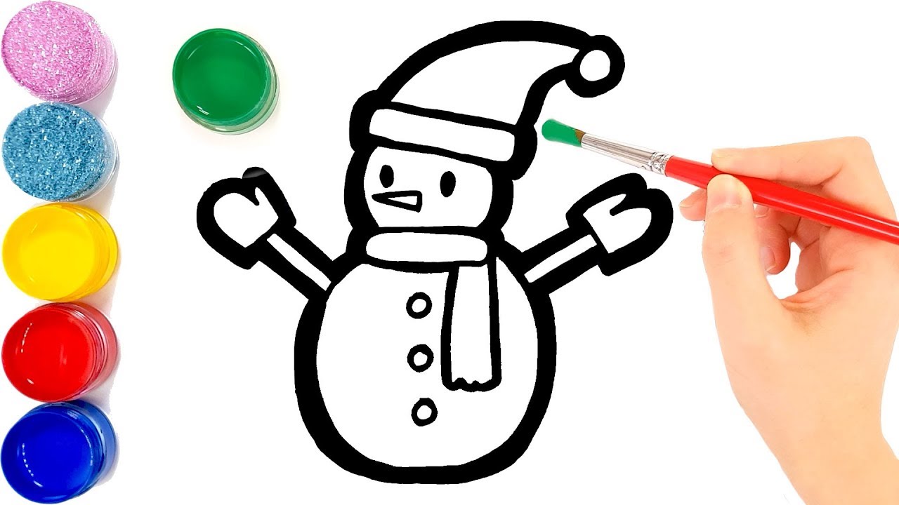 1280x720 snowman coloring and drawing for kids, toddlers jolly toy art - Drawing For Kids Images