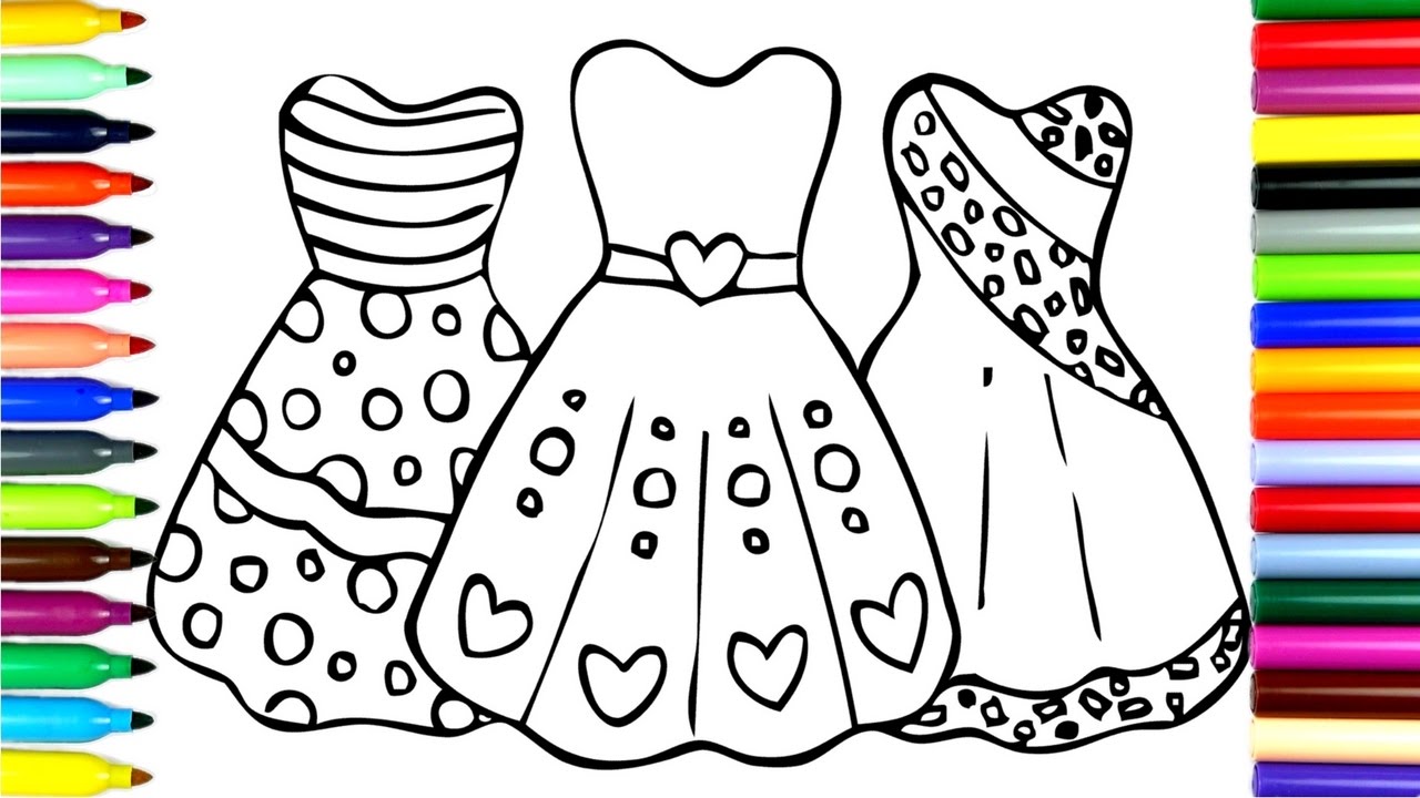 1280x720 Coloring Beautiful Princess Dresses Drawing Pages To Color - Drawing For Kids Princess