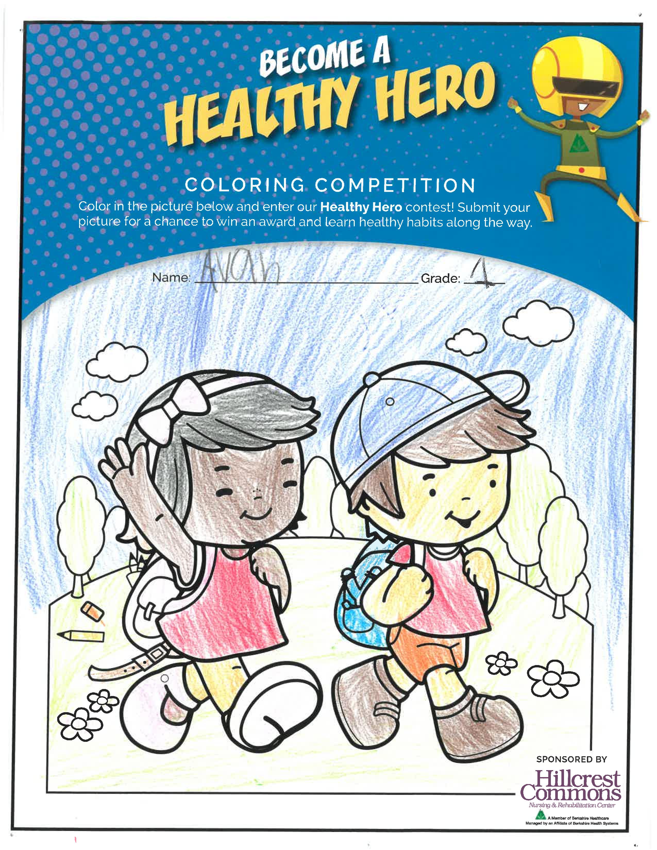 2550x3300 Hillcrest Commons Announces Crosby School Healthy Hero Drawing - Drawing For School