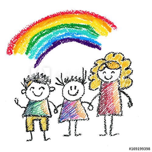 500x499 Children With Teacher Or Mother Kids Drawing Illustration - Drawing For School