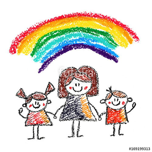 500x499 Teacher With Small Children Crayon Drawing Kids Drawing Style - Drawing For Small Kids