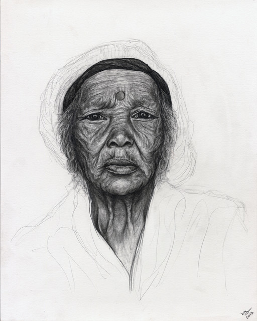 512x640 Pencil Drawing Woman Portrait Ethnic - Drawing For Women