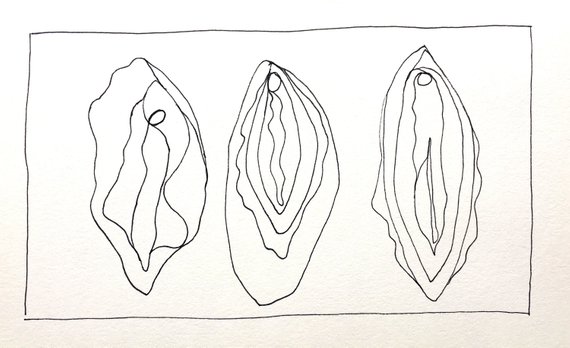 570x348 Three Little Vs Original Drawing Women Feminist Body Etsy - Drawing For Women