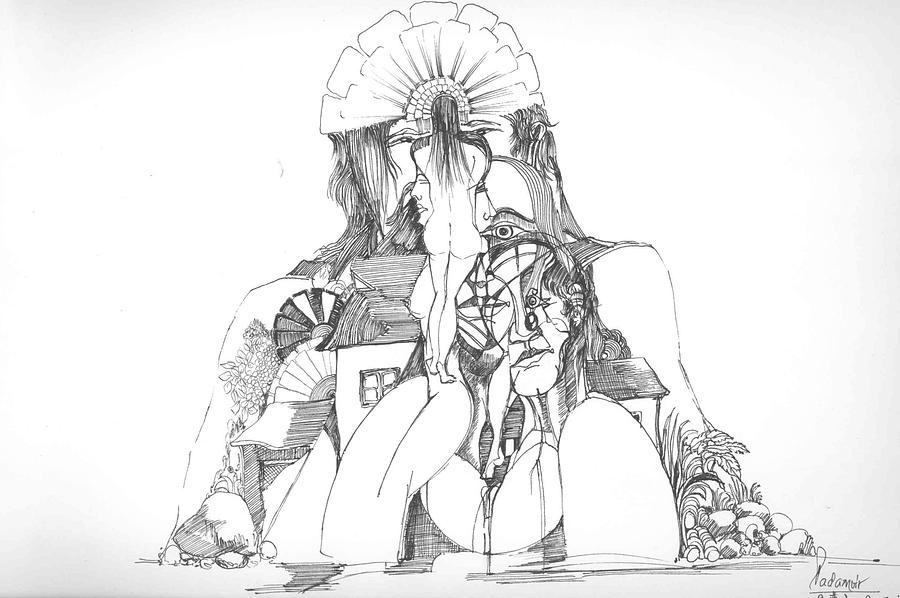 900x598 Women Heads And A Rock Drawing - Drawing For Women