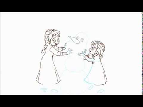 480x360 How To Draw Little Elsa And Anna As Kids Building A Snowman - Drawing For Young Children
