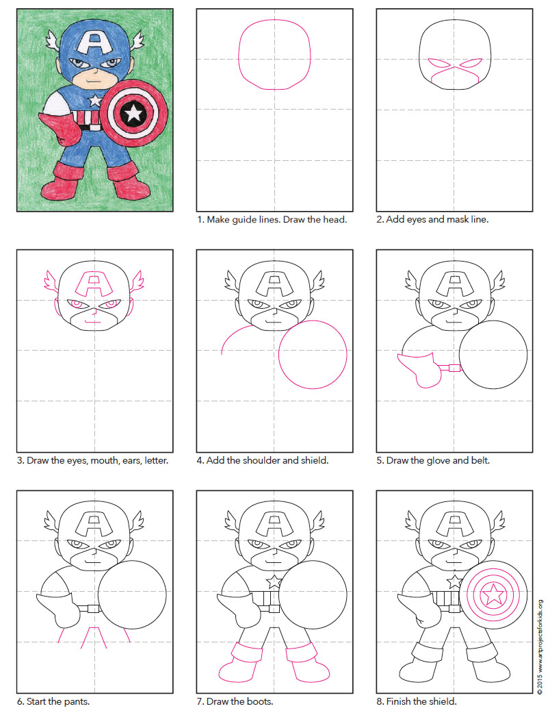 804x1044 Draw Captain America Art Projects For Kids - Drawing For Young Kids