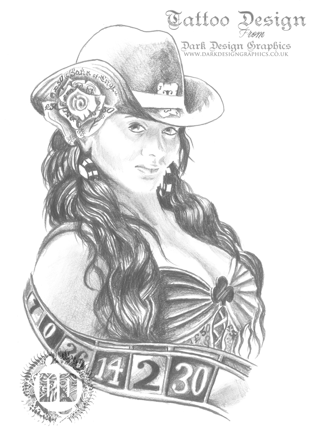 644x900 gambling girl tattoo design - Drawing Forum