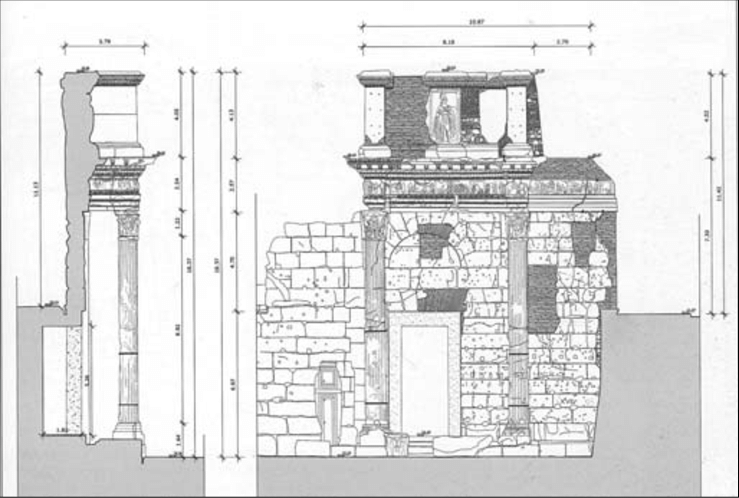739x498 reconstructive section of the forum of nerva after ad - Drawing Forum